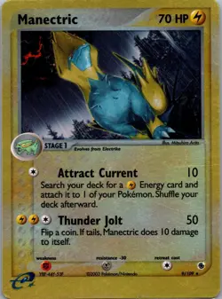 POKEMON EX RUBY AND SAPPHIRE SET MANECTRIC REVERSE HOLO CARD 9/109 NM - Image 1