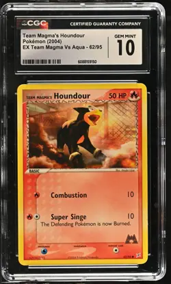 CGC 10 GEM MINT Team Magma's Houndour EX Team Magma Vs Aqua 62/95 Pokemon Card - Image 1