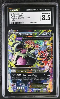 CGC 8.5 M Tyranitar EX 2015 Ancient Origins 43/98 Holo Pokemon Card - Image 1