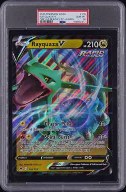PSA 10 2023 POKEMON SWORD & SHIELD CROWN ZENITH JUMBO #100 RAYQUAZA V - Image 1