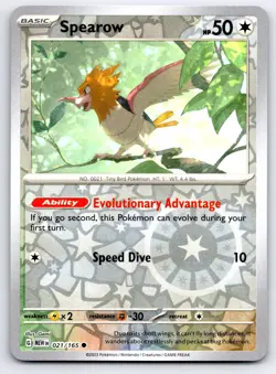 Pokemon Spearow SV: Scarlet & Violet 151 (MEW) Common Reverse Holofoil 021/165 N - Image 1