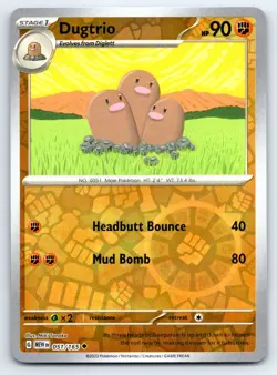Pokemon Dugtrio SV: Scarlet & Violet 151 (MEW) Reverse Holofoil 051/165 NM - Image 1