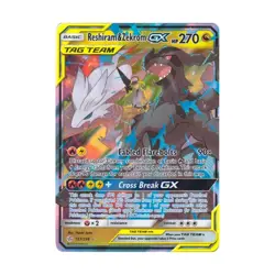 Pokemon SM - Cosmic Eclipse Reshiram & Zekrom GX (UR) #157/236 (Holo) NM - Image 1
