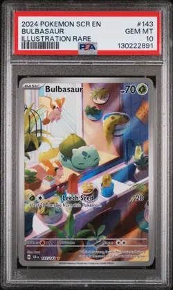2024 POKEMON SCR EN-STELLAR CROWN ILLUSTRATION RARE #143 BULBASAUR PSA 10 - Image 1