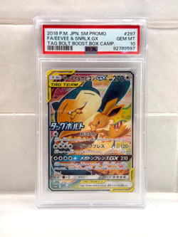 PSA 10 Eevee & Snorlax GX 297/SM-P Promo Tag Bolt 2018 Pokemon Card Japanese - Image 1