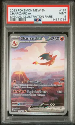 2023 Pokemon Mew EN-151 Charizard EX #199 Special Illustration Rare PSA 9 - Image 1