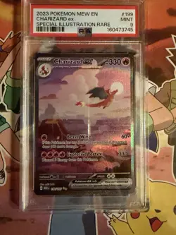 2023 POKEMON CHARIZARD ex SPECIAL ILLUSTRATION RARE MEW EN-151 #199 PSA 9 - Image 1