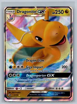 Dragonite GX 37/70 Holo GX Rare Dragon Majesty Pokemon Card Holo Lightly Played - Image 1
