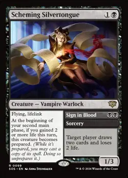 MTG Scheming Silvertongue Strixhaven Rare Creature Vampire Warlock NM - Image 2