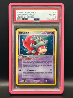 SLOWKING HOLO 14/115 HOLO RARE-2005 POKEMON EX UNSEEN FORCES- PSA 8 - Image 1
