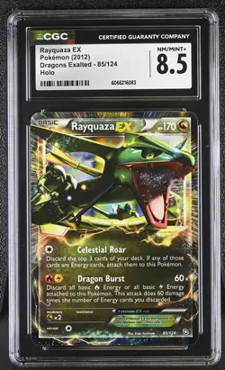 CGC 8.5 Rayquaza EX 2012 Dragons Exalted 85/124 Holo Pokemon Card - Image 1
