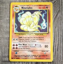 Wizards Pokemon TCG Ninetales Base Set 12/102 Holo Rare English Unlimited 80HP - Image 1