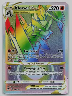 Kleavor VSTAR 196/189 Rainbow Rare Astral Radiance Pokemon Near Mint - Image 1