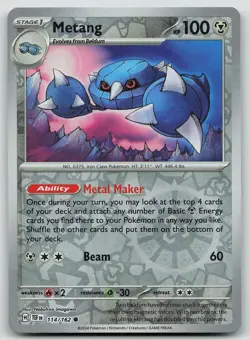 Pokemon Metang 114/162 Temporal Forces Common Reverse Holo NM - Image 1