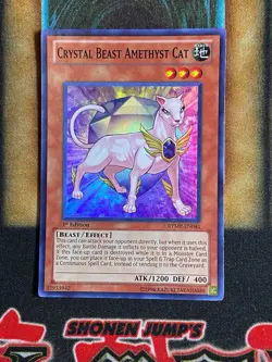 Yugioh Crystal Beast Amethyst Cat RYMP-EN041 Super Rare 1st Ed LP - Image 1