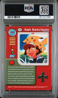1999 TOPPS POKEMON SERIES 1 CHARACTER CARDS FOIL #TV1 ASH KETCHUM PSA 6 AUTO 10 - Image 2