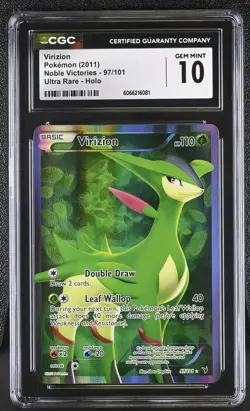 CGC 10 GEM MINT Virizion Noble Victories 97/101 Ultra Rare Holo Pokemon Card - Image 1