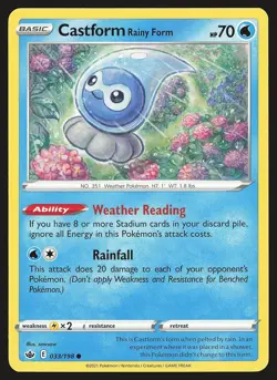 SWSH06: Chilling Reign Castform Rainy Form #033/198 Common Pokemon Card - Image 1