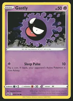 SWSH06: Chilling Reign Gastly #055/198 Common Pokemon Card - Image 1