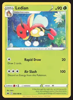 SWSH06: Chilling Reign Ledian #005/198 Uncommon Pokemon Card - Image 1