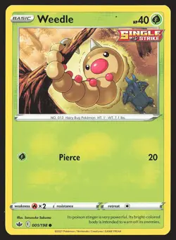 SWSH06: Chilling Reign Weedle #001/198 Common Pokemon Card - Image 1