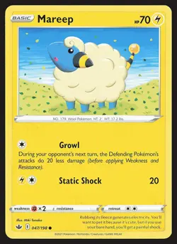 SWSH06: Chilling Reign Mareep #047/198 Common Pokemon Card - Image 1