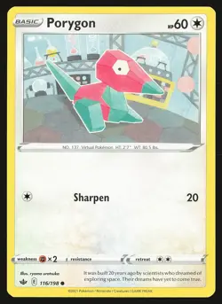 SWSH06: Chilling Reign Porygon #116/198 Common Pokemon Card - Image 1
