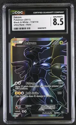 CGC 8.5 Zekrom 2011 Black & White 114/114 Ultra Rare Holo Pokemon Card - Image 1