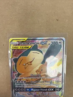Eevee & Snorlax GX Tag Team Holographic 2019 Pokemon Trading Collectible Card - Image 3