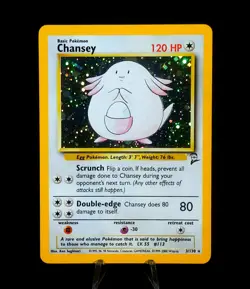Chansey 3/130 Base Set 2 Holo SWIRL Rare Vintage Pokemon Card WOTC English - Image 2
