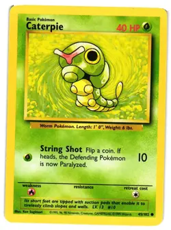 Pokemon TCG Caterpie 45/102 Base Set Unlimited Common VLP - Image 1