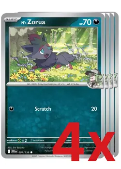 4x N's Zorua 097/159 Pokemon TCG Playset SV09: Journey Together - Image 1