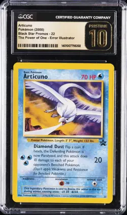 2000 POKEMON BLACK STAR PROMO ERROR ILLUSTRATOR #22 ARTICUNO CGC 10 PRISTINE - Image 1