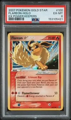 2007 POKEMON EX POWER KEEPERS GOLD STAR #100 FLAREON-HOLO PSA 6 - Image 1