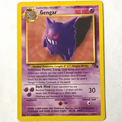 Pokemon TCG Gengar 20/62 Fossil Rare Regular Unlimited English 1999 80 HP WOTC - Image 1