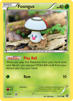 Foongus 12/114 Common Steam Siege Pokemon Reverse Holo Lightly Played - Image 2