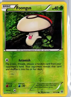 Foongus 12/135 Common Plasma Storm Pokemon Reverse Holo Moderately Played - Image 1