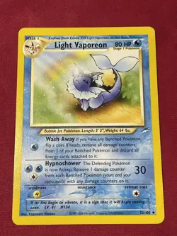 Pokemon Light Vaporeon 52/105 Neo Destiny Unlimited Card WOTC NM - Image 2