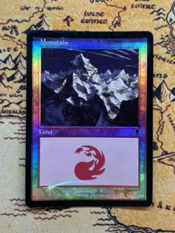 MTG Magic the Gathering - Mountain (343) - Foil - Odyssey - Print Line Error NM - Image 1