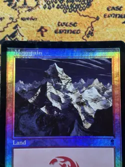 MTG Magic the Gathering - Mountain (343) - Foil - Odyssey - Print Line Error NM - Image 2