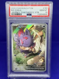 2025 Pokemon SVP N’s Zorua Journey Together Pokemon Center ETB #189 PSA GEM MINT - Image 1