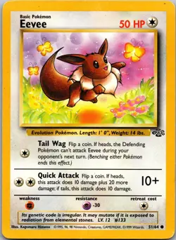 Eevee 51/64 Common Jungle Pokemon Unlimited Lightly Played - Image 1