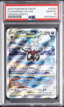2023 POKEMON SWORD & SHIELD CROWN ZENITH #GG50 FULL ART/DARKRAI VSTAR PSA 10 - Image 1