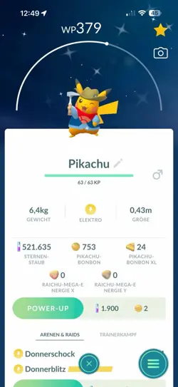 !!!Pokemon GO ✨Shiny Pikachu Fossil Cowboy Rare - Image 1