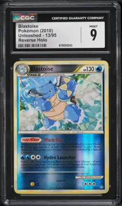 CGC 9 Blastoise Reverse Holo Unleashed Heartgold & Soulsilver 2010 Pokemon #13 - Image 1