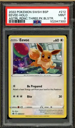 Pokemon - Eevee, Astral Radiance Three Pack Blisters #212 PSA 9 - Image 1