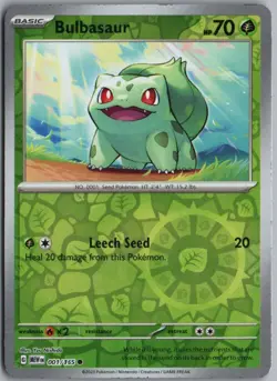 BULBASAUR 001/165 COMMON 151 POKEMON REVERSE HOLO - Image 1