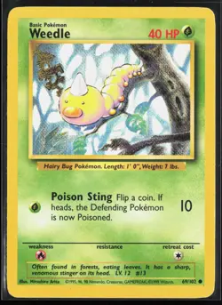 Weedle 69/102 - Pokemon Base Set Unlimited - Common - LP - Image 1