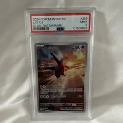 Pokemon 2024 Sv08 Surging Sparks Latios 203/191 Illustration Rare Holo PSA 9 EN - Image 1