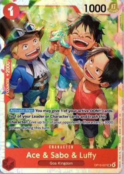 Ace & Sabo & Luffy OP13-007 Super Rare Carrying On His Will One Piece Foil LP - Image 1